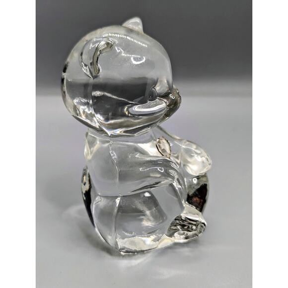 Fenton Art 4in Teddy Bear Crystal Clear Glass Figurine Paperweight Vintage - Picture 3 of 7